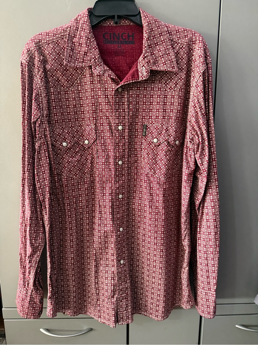 Cinch Men's Red Printed Western Button-Down Shirt